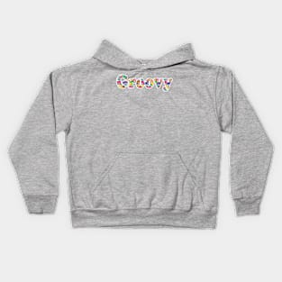 Colorful Text Groovy in Rainbow colors Kids Hoodie